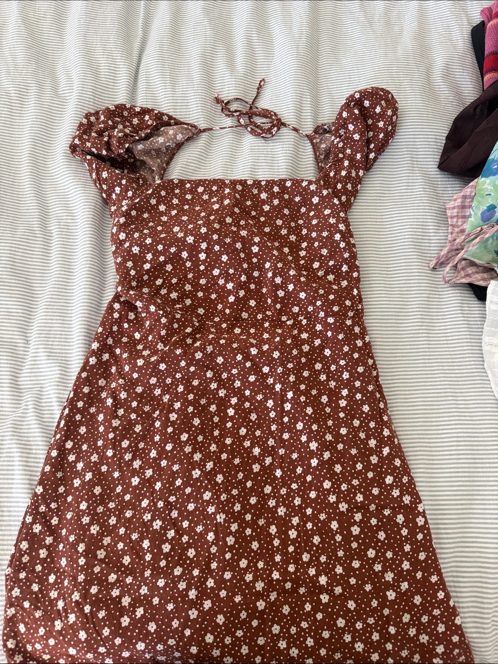 La Hearts Rust Brown Floral Mini Dress